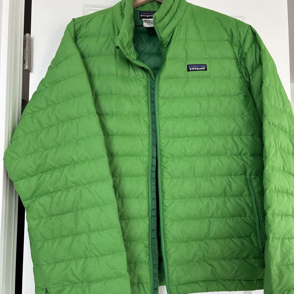 Patagonia Jacket Mens Green Puffer Quilted Full Zip Down Ski Outdoor Y2K szL